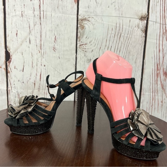 JEFFREY CAMPBELL DIANA Black and Bronze Gold Women's Platform Heels 7.5 NIB - Picture 6 of 16